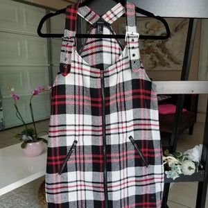 Forever 21 Plaid Pinstripe Overall Dress